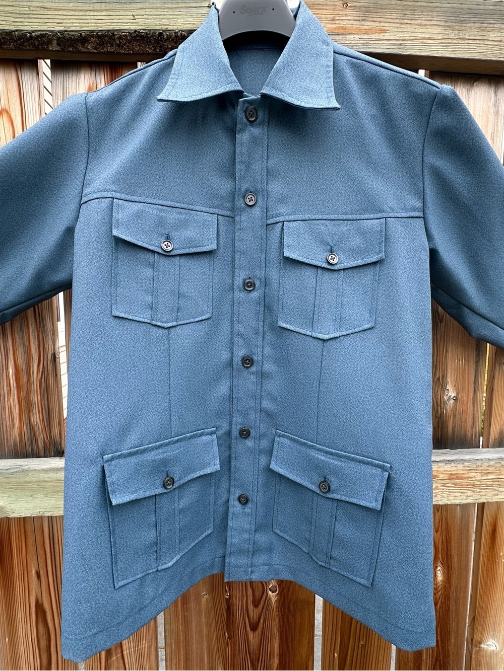 VTG RARE 1970s Men’s Safari Suit 2-Piece Set Blue • Fits Modern 33x29 Medium